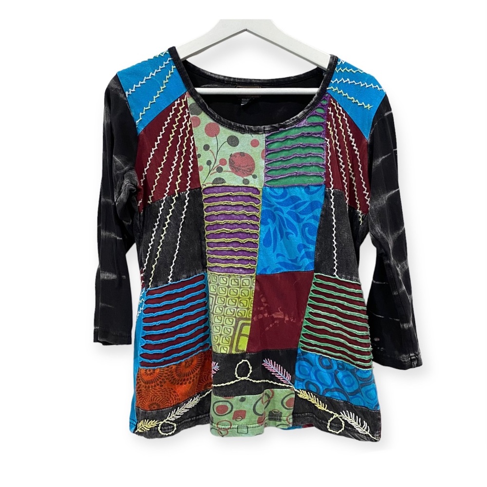 Rising International Patchwork Boho Lagenlook Cre… - image 1